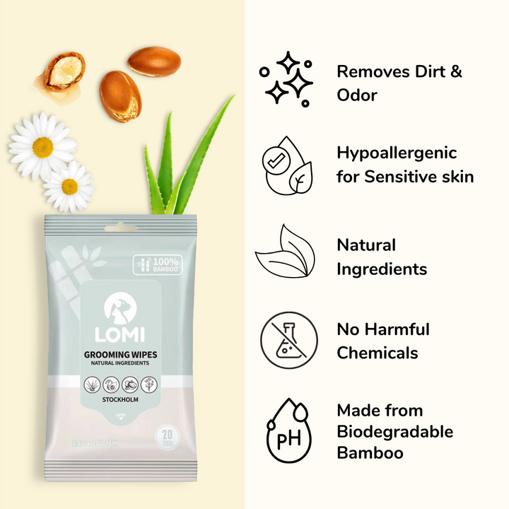 Aloe Vera & Kamomill Våtservetter – 100% Bambu för Hund & Katt