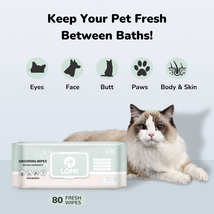 Aloe Vera & Kamomill Våtservetter – 100% Bambu för Hund & Katt
