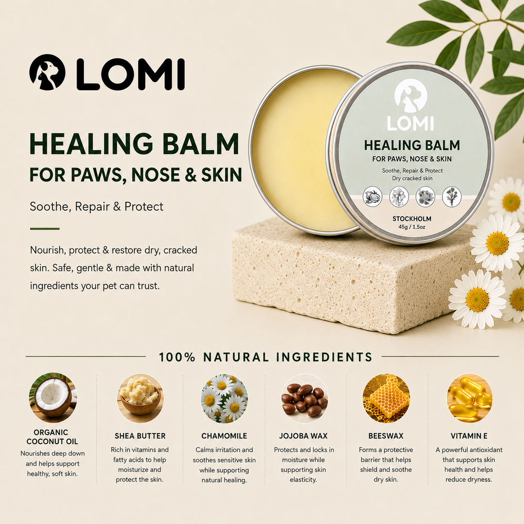 Tassalva för Hund & Katt – Healing Balm för Torra Tassar & Nos | LOMI