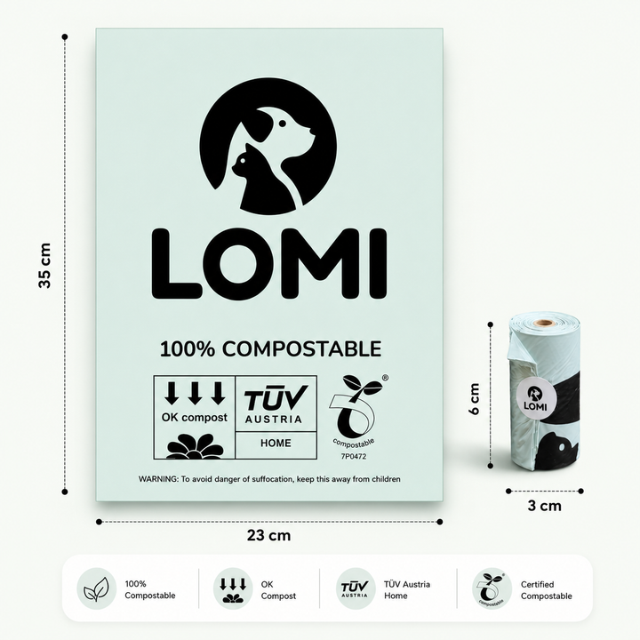 Komposterbara Bajspåsar Hund – 100% Komposterbara & Nedbrytbara | LOMI